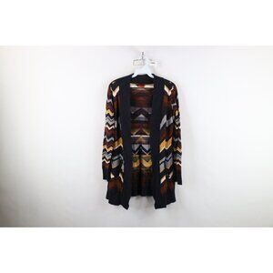 Missoni For Target Womens Small Rainbow Zig Zag Knit Open Front Cardigan Sweater